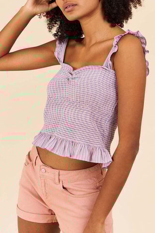 Top Rosa e azul-celeste