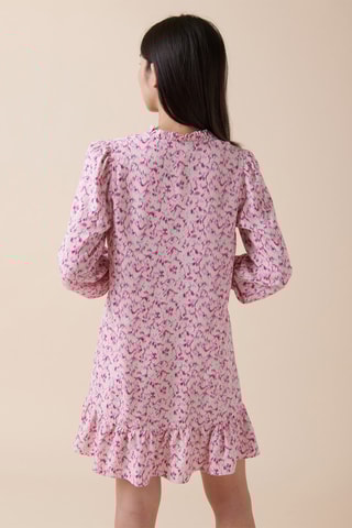 Trapezium Jurk Riehen - Ecru en Fuchsia