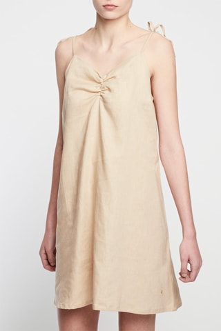 Linnen Trapezium Jurk -  
Beige