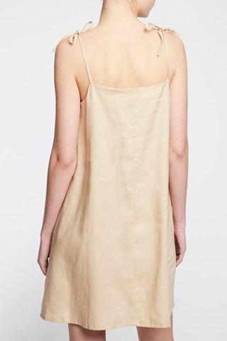 Linnen Trapezium Jurk -  
Beige
