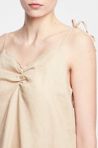 Linnen Trapezium Jurk -  
Beige