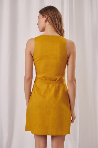 Robe chemise en lin Rimila - Moutarde