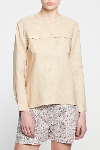 Camisa em linho - 
Bege