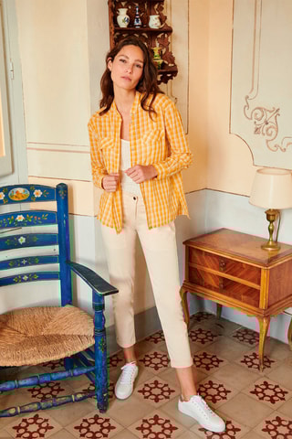 Camisa Colettine - Mostarda e branco