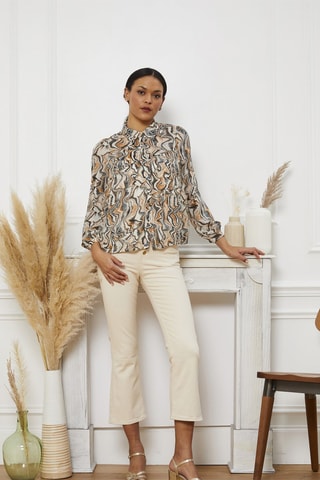 Camisa Camela - Preto e bege
