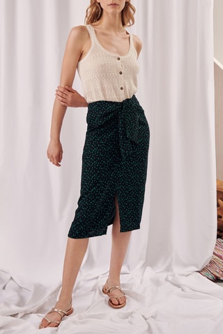 Saia midi - 
Verde e preto