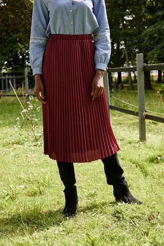 Jupe plissée taille haute Jonah - Bordeaux