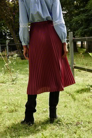 Jupe plissée taille haute Jonah - Bordeaux