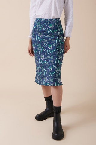 Jupe midi taille haute Junatica - Bleu marine