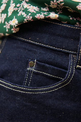Jupe droite en jean taille haute Jude - Bleu marine