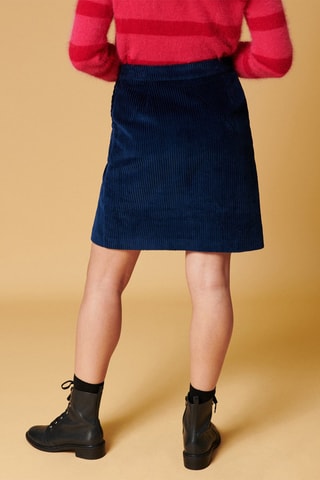 Jupe droite en velours taille haute Joanne - Bleu marine