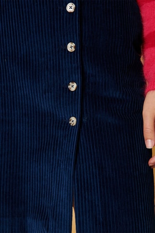 Jupe droite en velours taille haute Joanne - Bleu marine