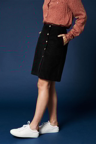 Jupe droite en velours taille haute Joanne - Noir