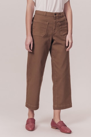 Jean droit 7/8 taille haute Palmier Marron