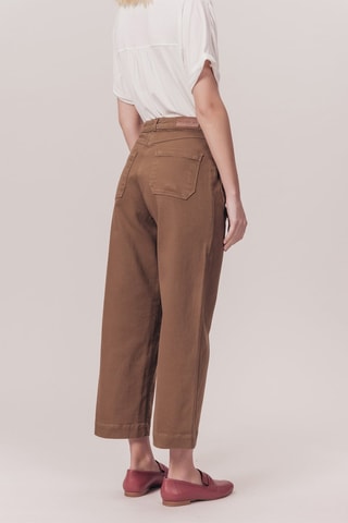 Jean droit 7/8 taille haute Palmier Marron
