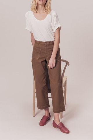 Jean droit 7/8 taille haute Palmier Marron