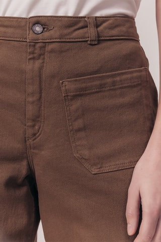 Jean droit 7/8 taille haute Palmier Marron