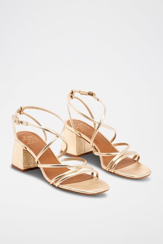 Lakleren Ballerina's met Hak - 
Goudkleurig