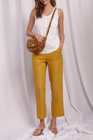 Camisola de alças em linho - 
Branco