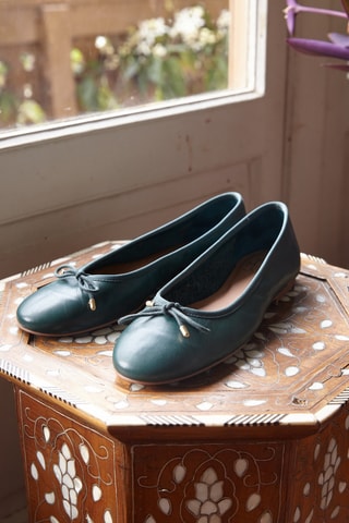 Leren Ballerina's - 
Groen