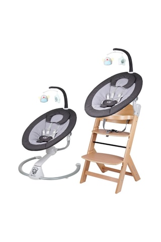Cadeira baloiço Homey e cadeira alta BabyGo Family - Do nascimento até aos 25 kg - Cinzento-escuro