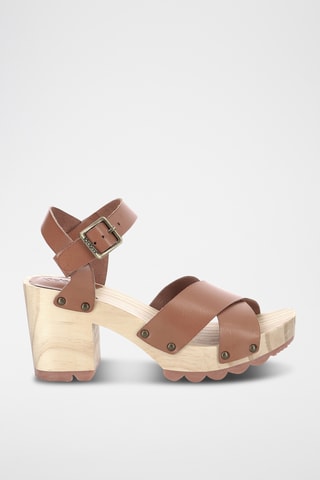 Sandálias de salto em couro Kick Wise - Camel