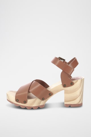Sandálias de salto em couro Kick Wise - Camel
