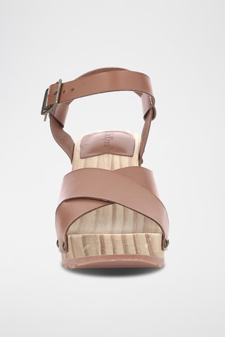 Sandálias de salto em couro Kick Wise - Camel