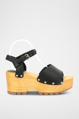 Sandálias com plataforma em couro Kick Wedge Wise - Preto