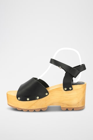 Sandálias com plataforma em couro Kick Wedge Wise - Preto