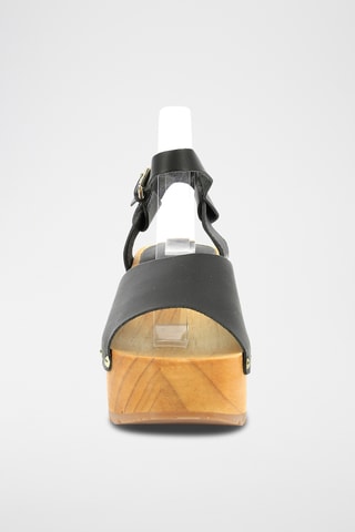 Sandálias com plataforma em couro Kick Wedge Wise - Preto