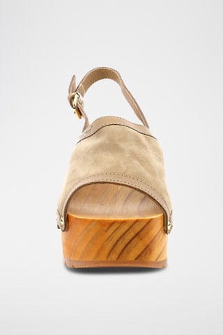Sandálias com plataforma em couro Kick Wedge Wood - Bege-claro