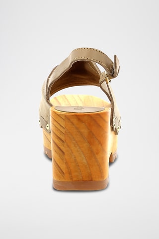 Sandálias com plataforma em couro Kick Wedge Wood - Bege-claro