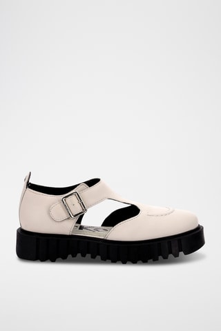 Babies com plataforma em couro Kick Fantastic - Branco
