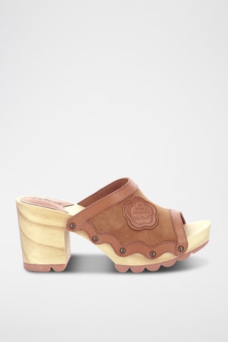 Mules de salto em couro Kick Woodstok - Camel