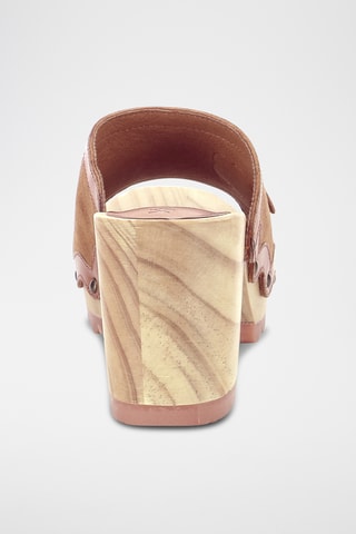 Mules de salto em couro Kick Woodstok - Camel