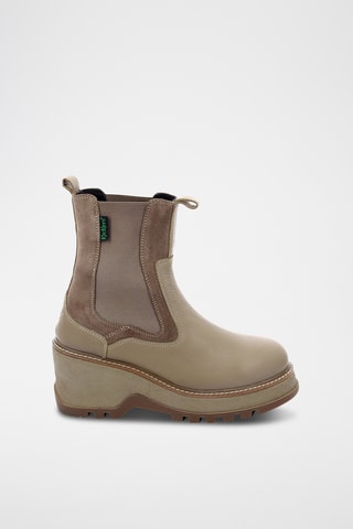 Botins Chelsea com cunha em couro Kick Wag - Cinzento