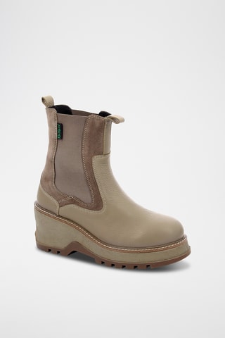 Botins Chelsea com cunha em couro Kick Wag - Cinzento