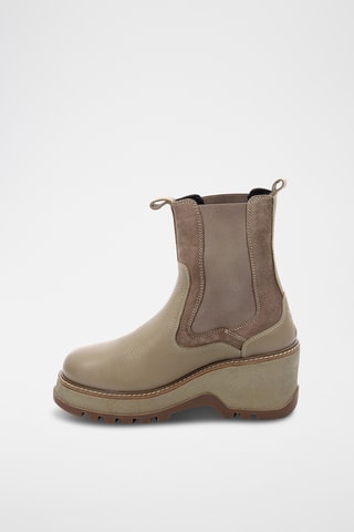 Botins Chelsea com cunha em couro Kick Wag - Cinzento