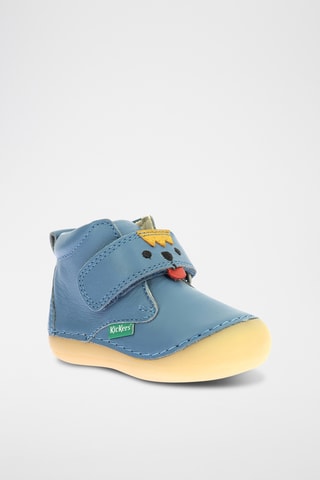 Botinhas em couro Sabio - Azul-celeste