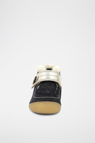 Botinhas forradas em couro So Schuss - Azul-marinho e dourado