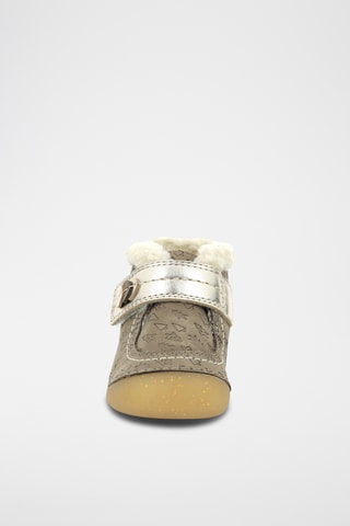 Botinhas forradas em couro So Schuss - Toupeira e dourado