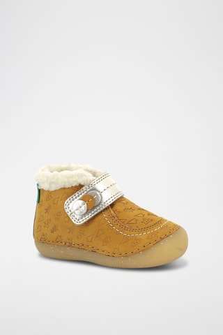 Botinhas forradas em couro So Windy - Amarelo e dourado