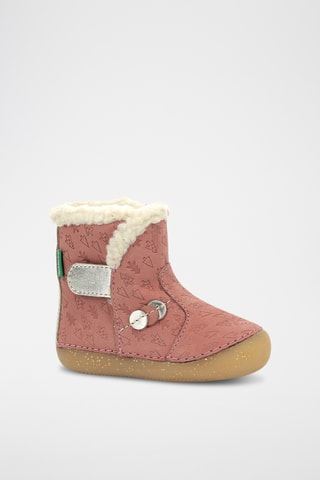Botins forrados em couro So Windy - Rosa e dourado