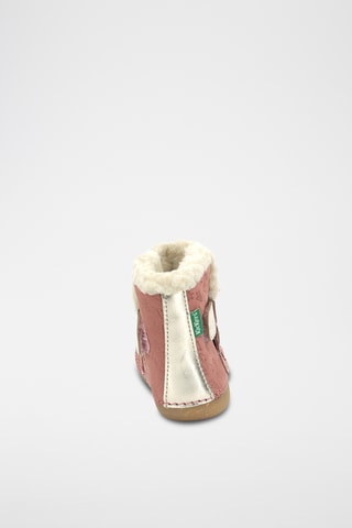 Botins forrados em couro So Windy - Rosa e dourado