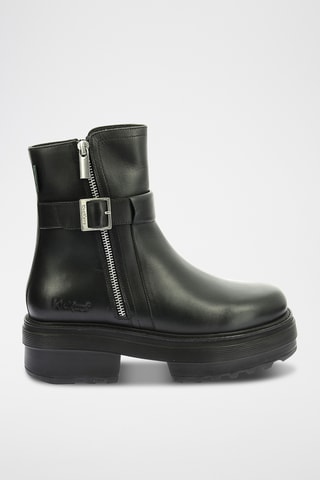 Botins com plataforma em couro Kick Hea - Preto