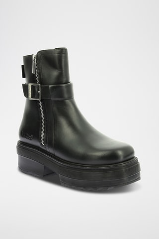 Botins com plataforma em couro Kick Hea - Preto
