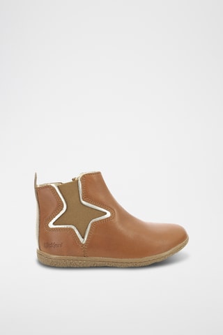 Botins em couro Vermillon - Camel e dourado