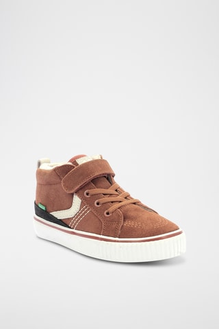 Sapatilhas forradas em couro Kickslida - Castanho