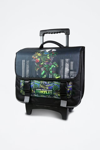 Cartable à roulettes Tortues Ninja - Noir et vert